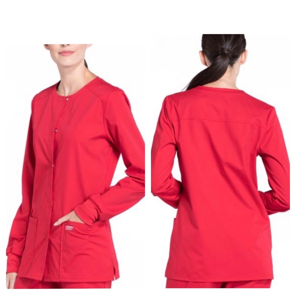 Cherokee Workwear Professionals Unisex 3-Pocket STRETCH Snap Front Scrub Jacket